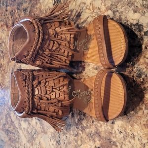 Naughty Monkey Tan Leather Gladiator Sandals 7.5